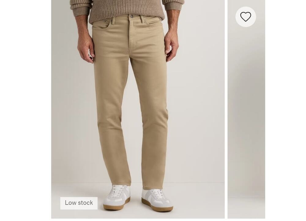 Quince Beige Comfort Stretch Traveler 5 Pocket Pants Mens 36x 34